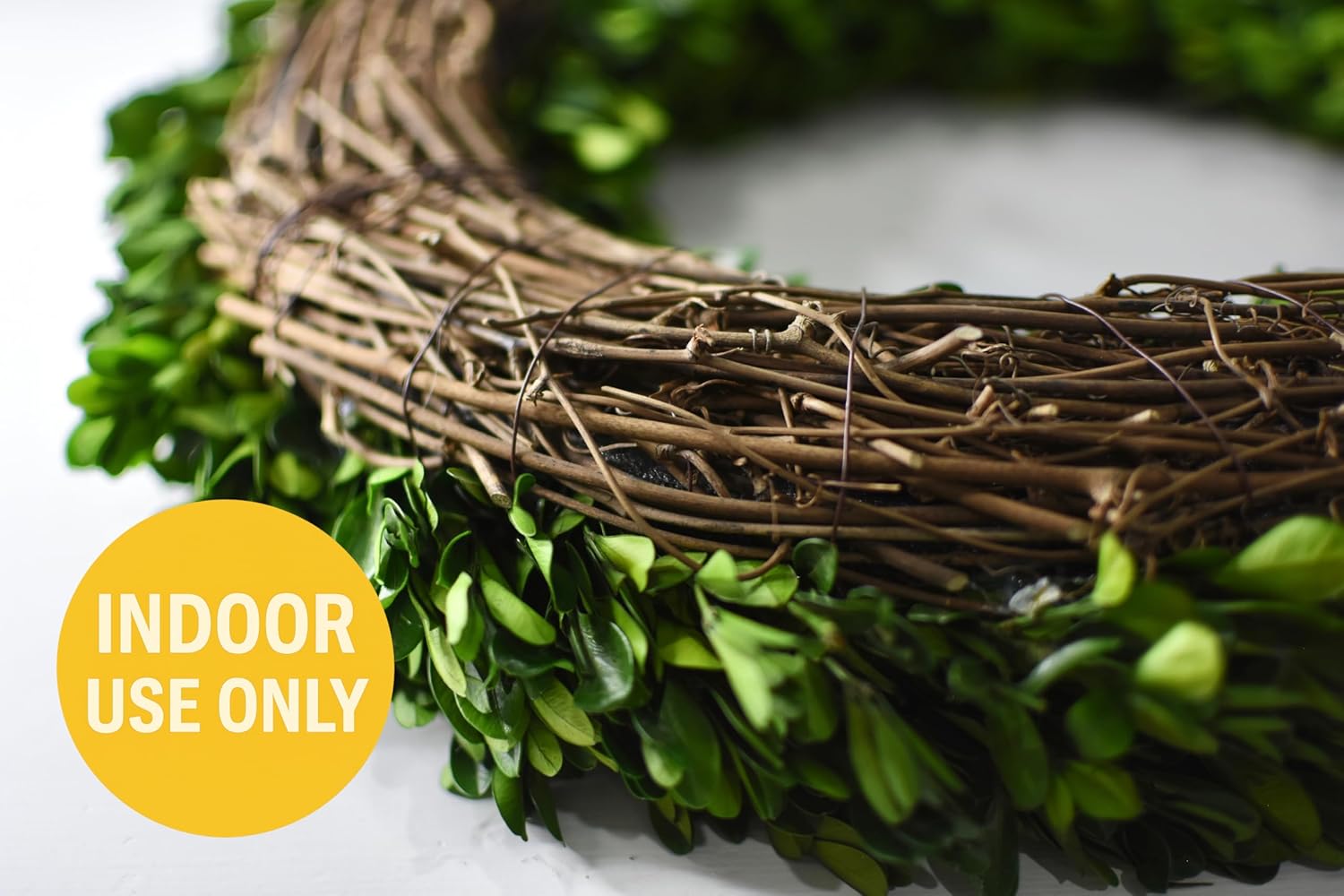 18 Inch Preserved Boxwood Wreath – Real Greenery Indoor Décor for Spring & Summer, Farmhouse Wall & Mantel Accent – Eco-Friendly, Fade-Resistant by Birbird Decor