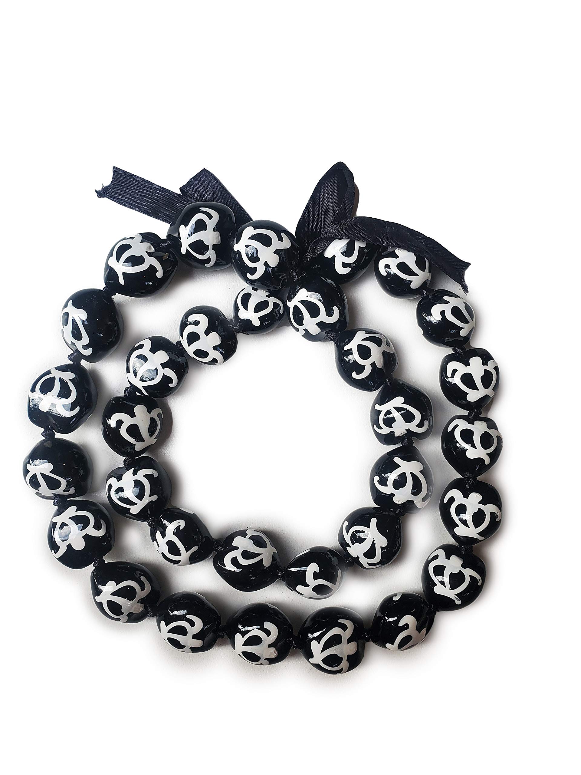 32" Hawaii Wedding Kukui Nut Lei Graduation Luau Hula Necklace Hawaiian Turtles