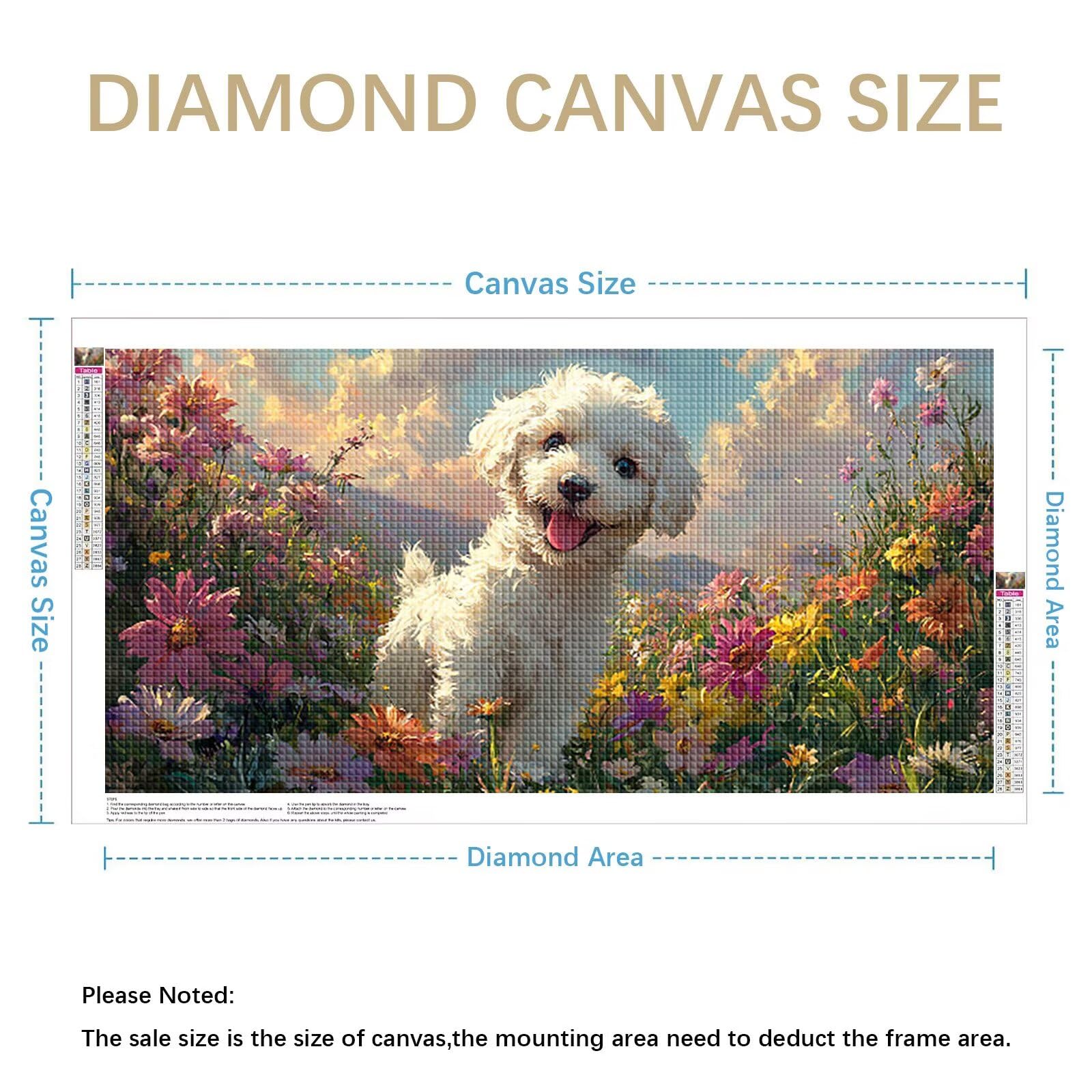 Diamond Painting Adultos Flor Pintura Diamante, Perro Diamond Painting 5D Completo, DIY Cuadrado Cristal Bordado Punto de Cruz Cuadros de Diamantes para Decoracion Hogar, Regalo Mujer 160x80cm 0J-408