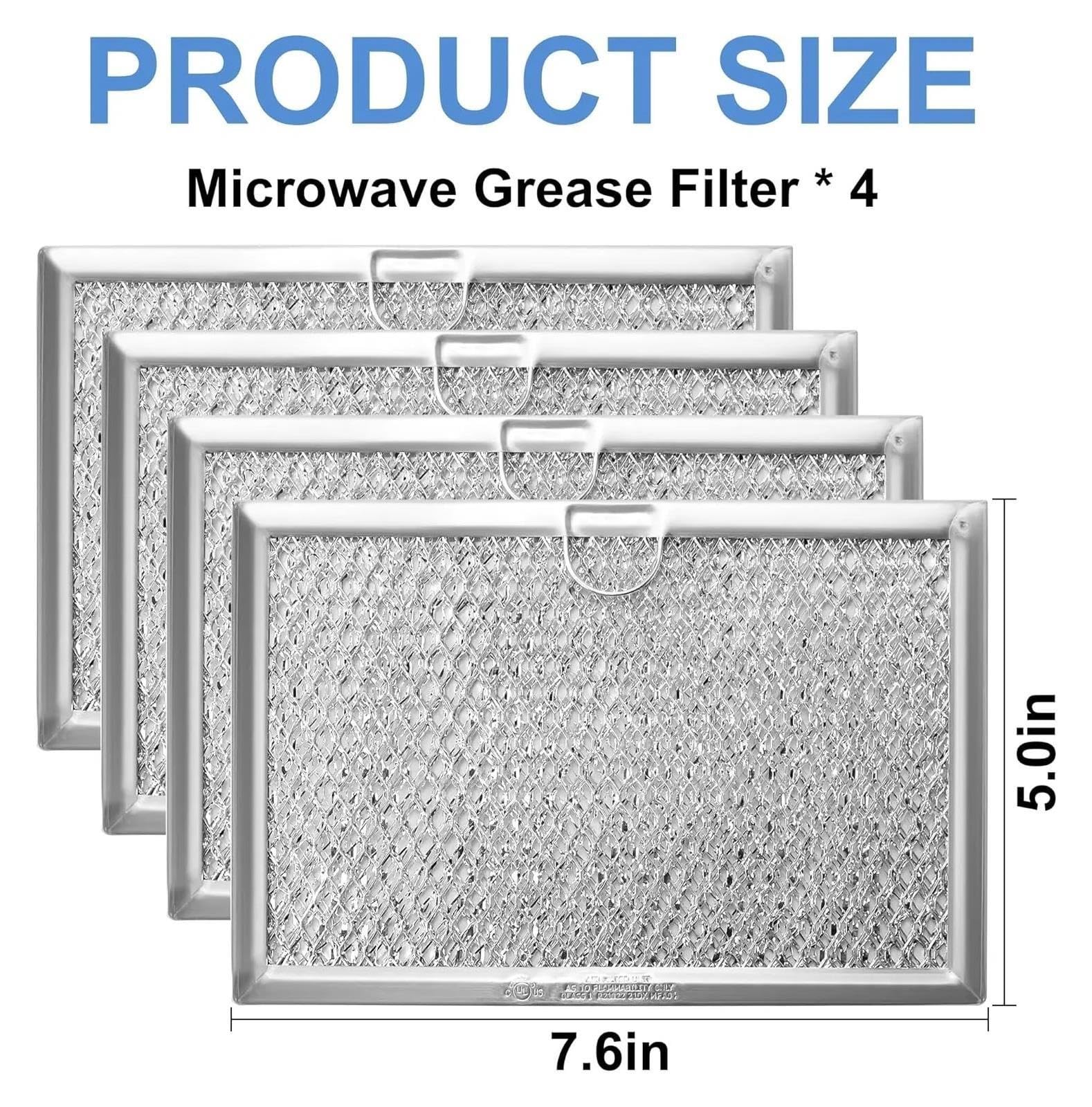 4 Pezzi Filtro Antigrasso For Microonde 5"x7-5/8"x3/32" For WB06X10608 5304517871 4920114 AP6809087 PS12585760 5304464105 5304509444