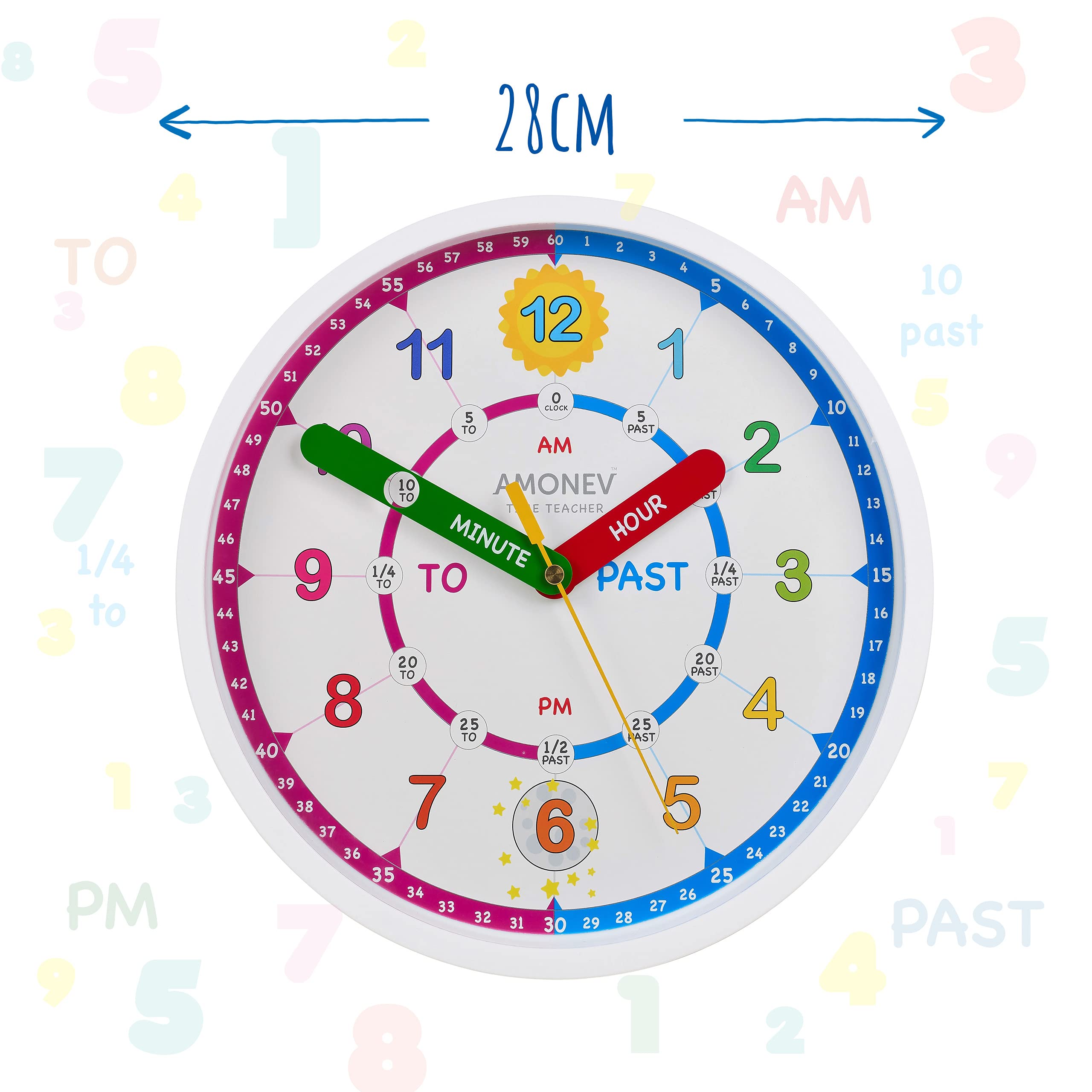 Amonev Time Teacher Clock (V3) Children's Clock, Easy to Read Clock
