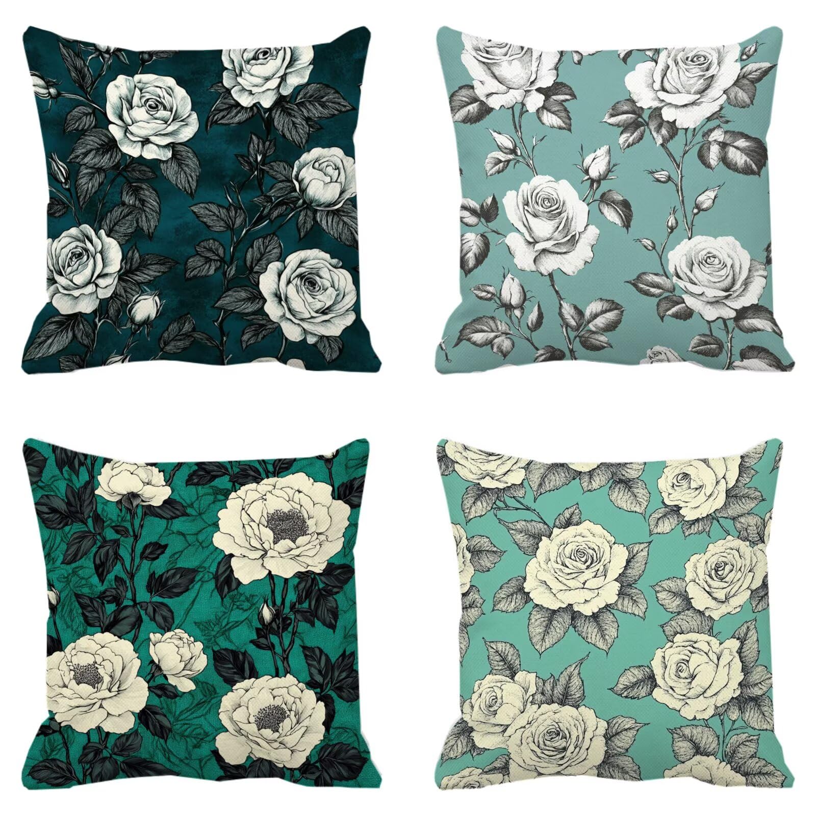 Federe Cuscini Divano 40x40cm, Federa Cuscino Grigio Fiori Quadrati Copricuscini Super Morbido Copri Cuscini Per Divano, Cuscino Decorativo da Esterno Giardini, Per Soggiorno Camera Divani Sedie P-314