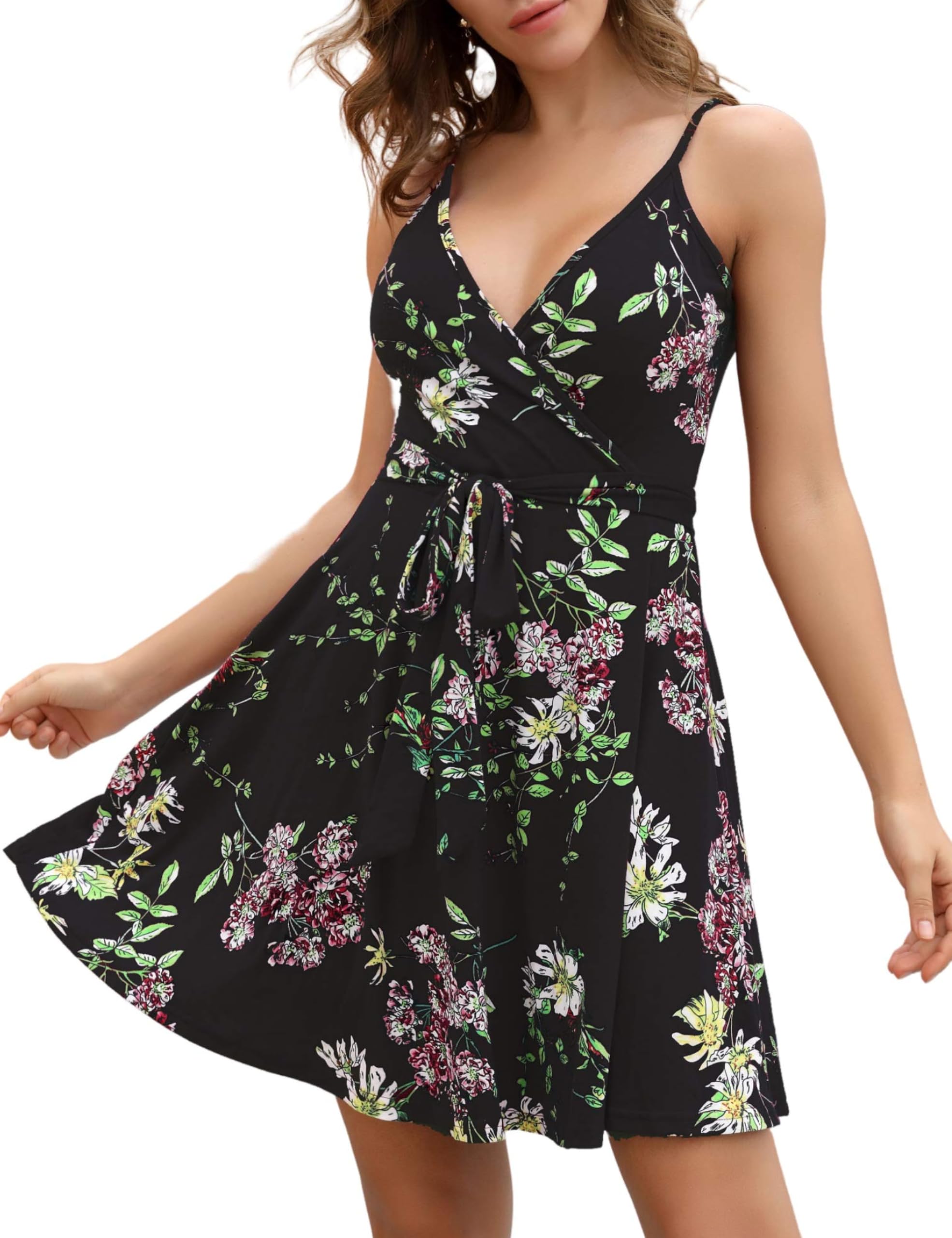 Melynnco Women's Sexy Summer Mini Sun Dress Casual Cute Spaghetti Strap Short Fit Flare Sundress