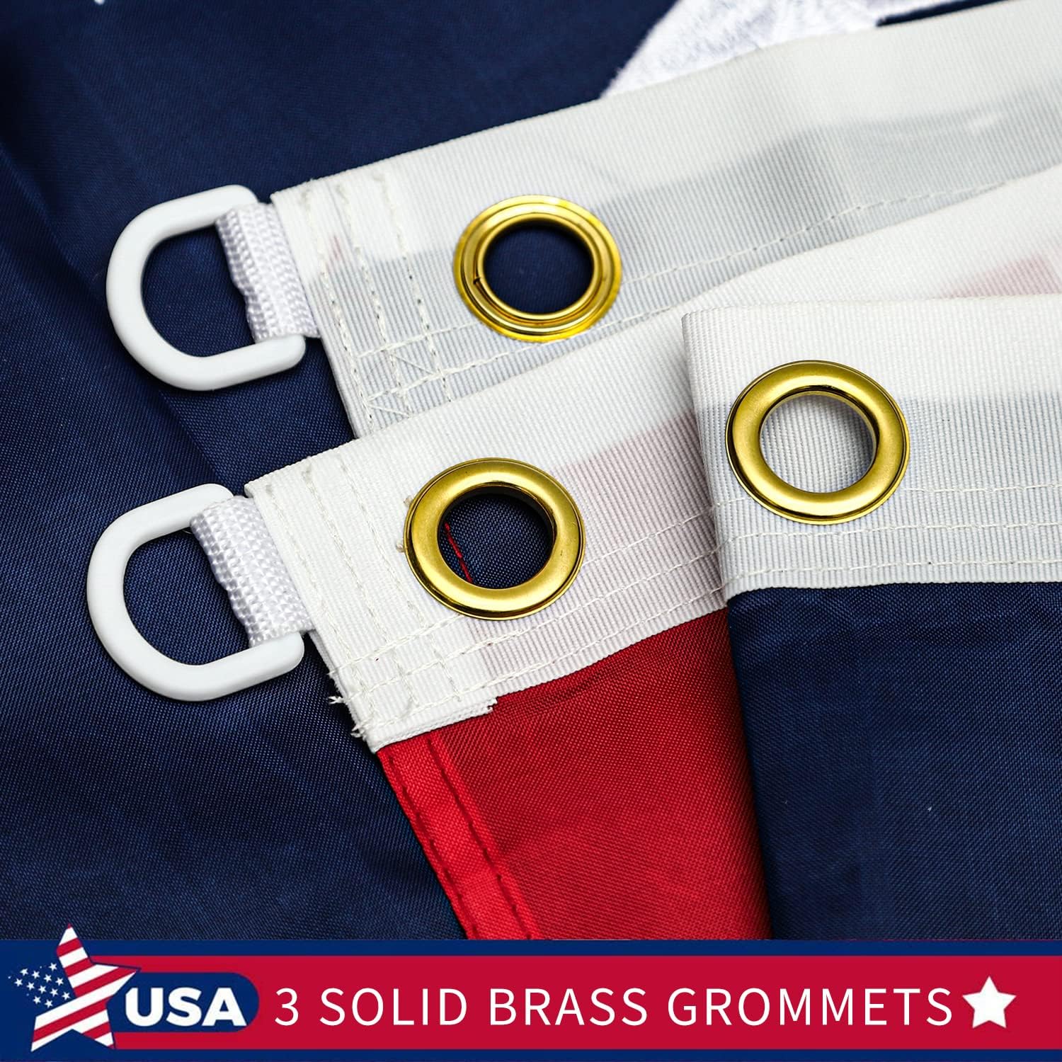 Large 5x8 FT American Flags for Outside,High Wind Durable USA Flag Outdoor, Embroidered Stars,Sewn Stripes,3 solid brass grommets,Heavy Duty Nylon All Weather US Flag