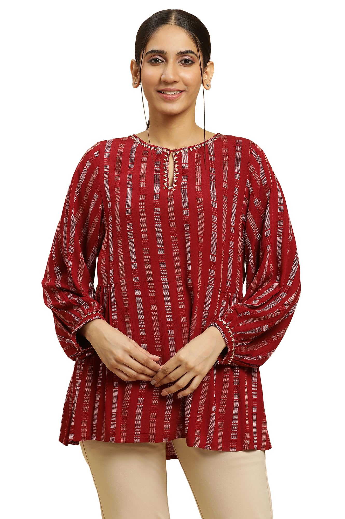 Global Desi Women's Rayon Regular Fit Top in neutral