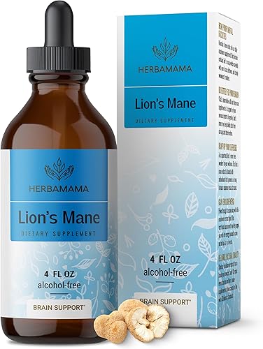 Miniatura 1 de HERBAMAMA Lions Mane Tincture - Extracto líquido de suplemento de hongos de melena de león para función cognitiva, memoria, enfoque y claridad,