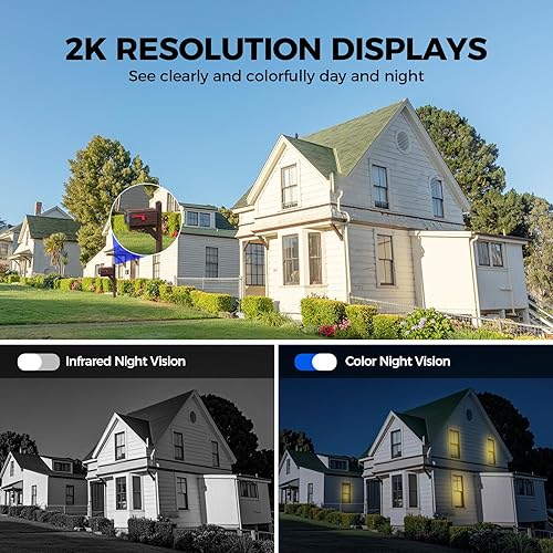 Miniatura 4 de Cámaras solares de seguridad 2K, visión 360, inalámbricaspara exterioresvisión nocturna a color, detección de IA, audio de 2 vías, alarma de