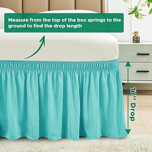 Vista 95 de Biscaynebay - Faldón envolvente matrimonial y matrimonial XL de 15 pulgadas, con volantes, elástico, ajustable, gris plateado, resistente a las Gris