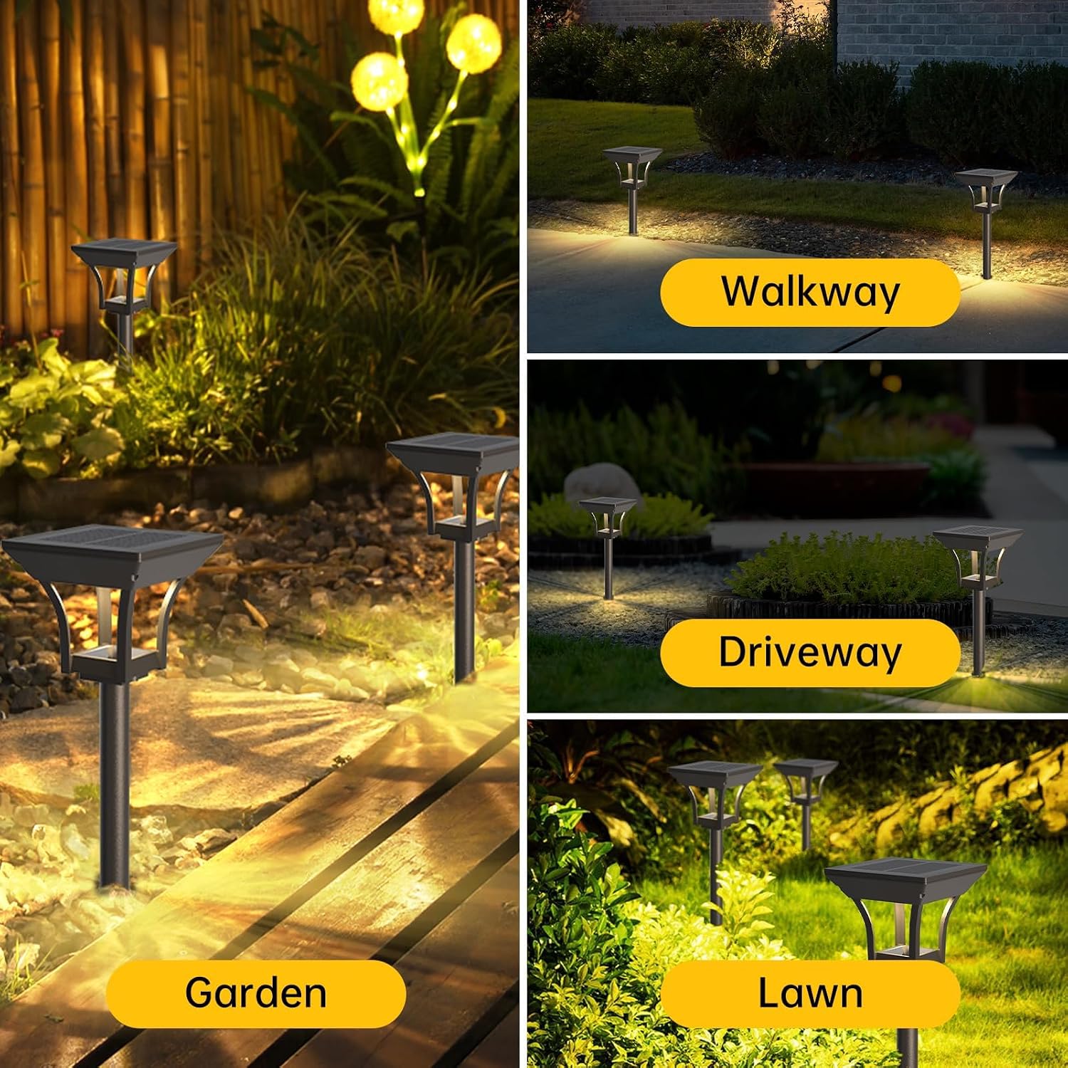 Bright Solar Pathway Lights Outdoor, Warm & Cold White, 6 Pack | IP65 Waterproof Bright LED Solar Garden Lights, Landscape Lighting for Garden Path Walkway Driveway Patio Lawn Outside Decor