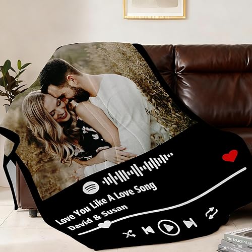 Miniatura 3 de Manta personalizada con fotos personalizadas para el día siguiente, manta personalizada de Spotify, regalos divertidos de Navidad personalizados