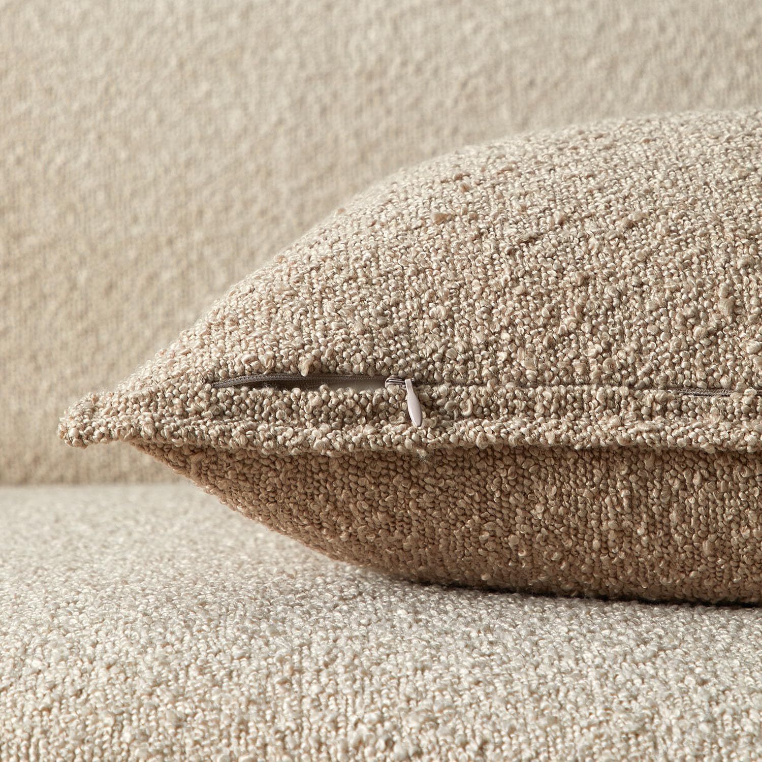 JUSPURBET 22x22 Pillow Covers Set of 2 Decorative Throw Pillow Covers Case for Couch Sofa Bed Soft Boucle Textured Cushion Covers with Hidden Zipper for Home Decor Living Room,Oatmeal