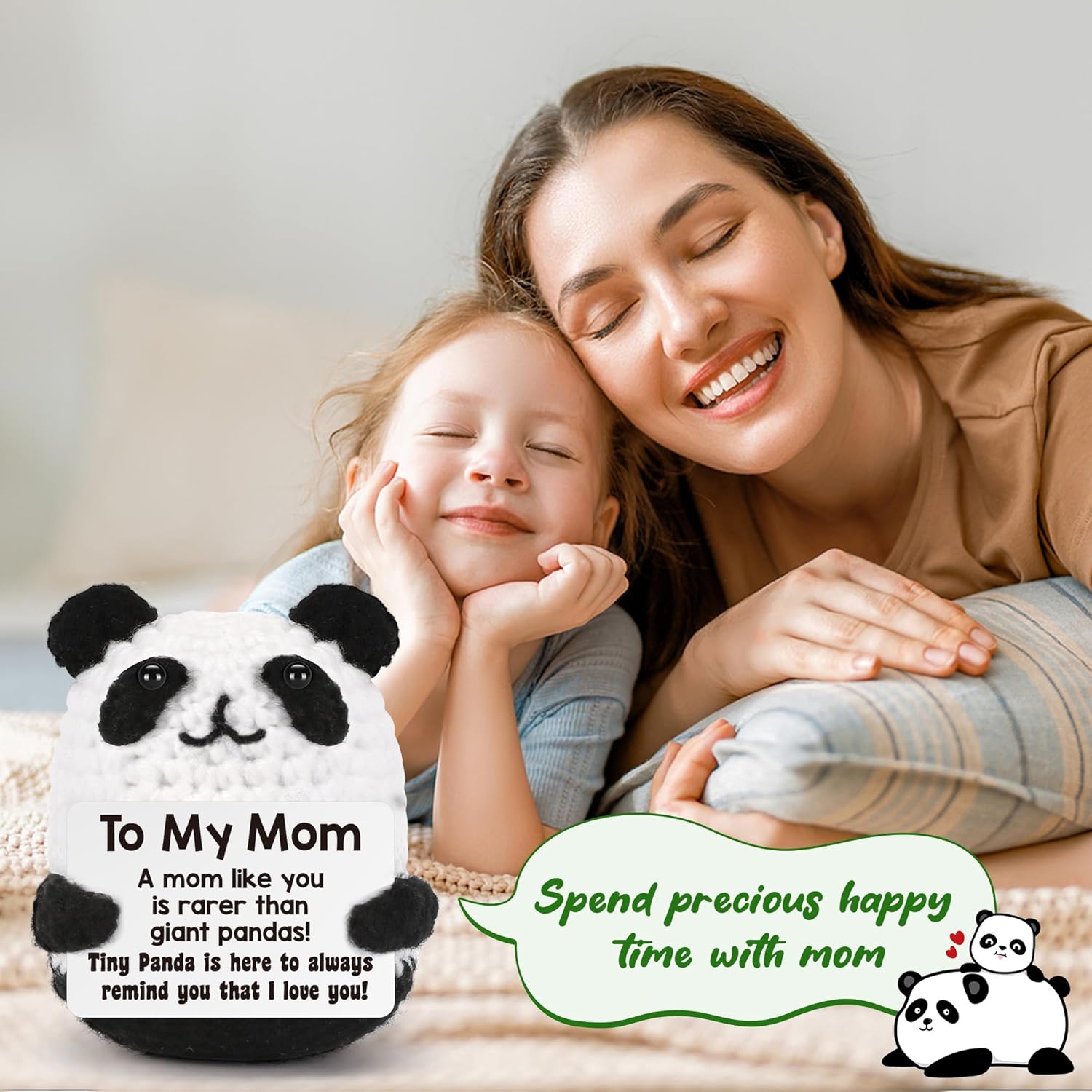 BdayPtion Gifts for Mom Birthday Valentines Day Mothers Day Mom Gifts, I Love You Mother Gift for Mum Mama Stepmom Bonusmom Mother in Law Present, Handmade Crochet Animals Panda Gift - Image 7