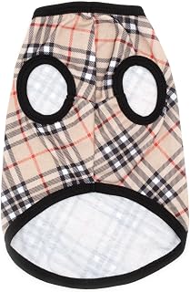 THE WORTHY DOG Holiday Sleeveless Graphic Tee for Dogs & Cats, Tan Plaid