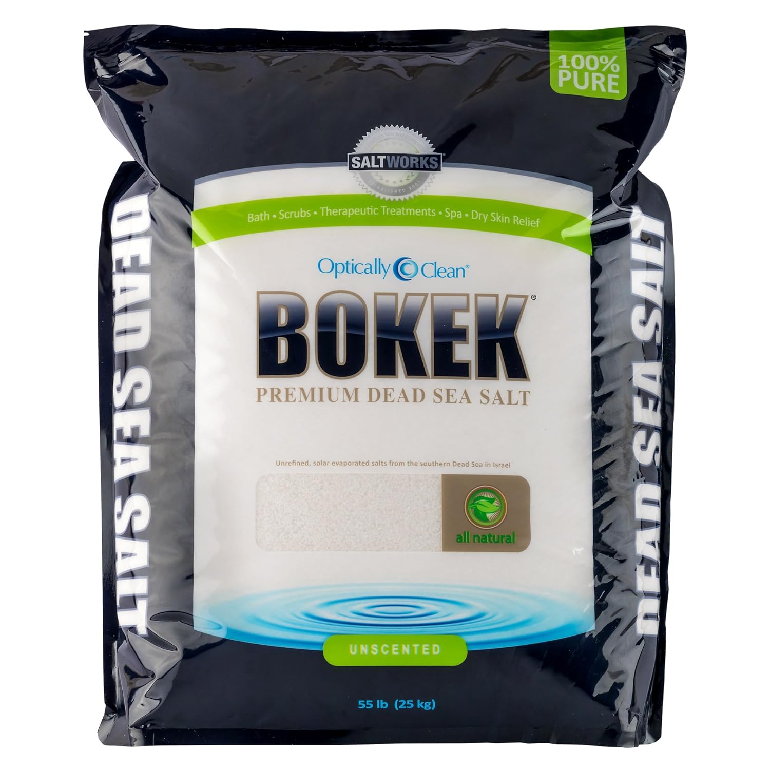 SaltWorks Bokek Dead Sea Bath Salt, Fine Grain, Unscented, 55 Pound Bag SaltWorks Bokek Dead Sea Bath Salt, Fine Grain, Unscented, 55 Pound Bag