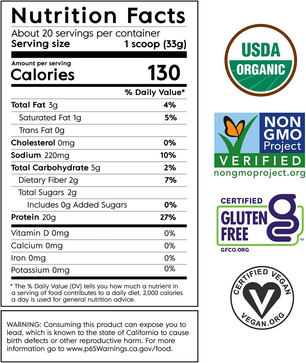 Truvani Organic Vegan Protein Powder Chocolate - 20g of Plant Based Protein, Organic Protein Powder, Pea Protein for Women and Men, Vegan, Non GMO, Gluten Free, Dairy Free (20 Servings) : Health & Household