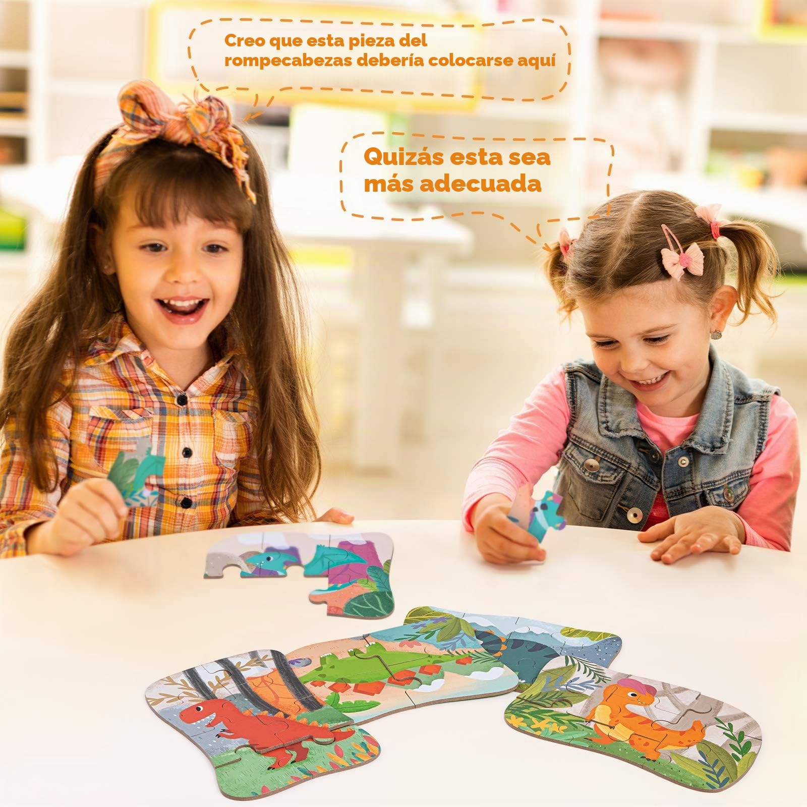 BBLIKE Puzzle Infantil de para niños Rompecabezas de Animales, puzle de 5 imágenes, Adecuado para niños y niñas a Partir de 3, 4 y 5 años (Dinosaurio)