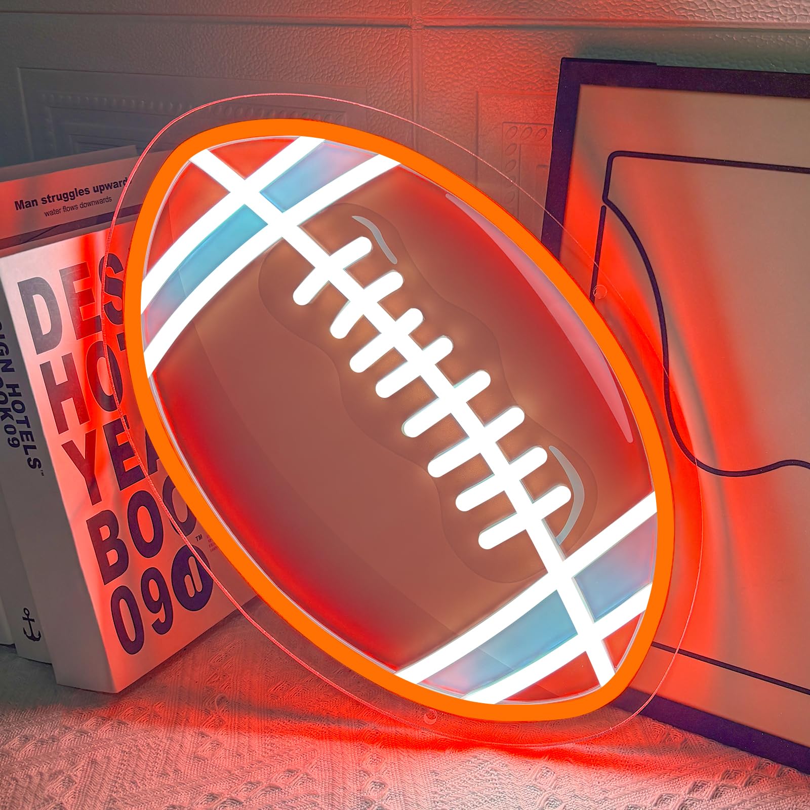 Rugby Neon Sign for Wall Decor Dimmable UV-Printed Ball Led Light Sign