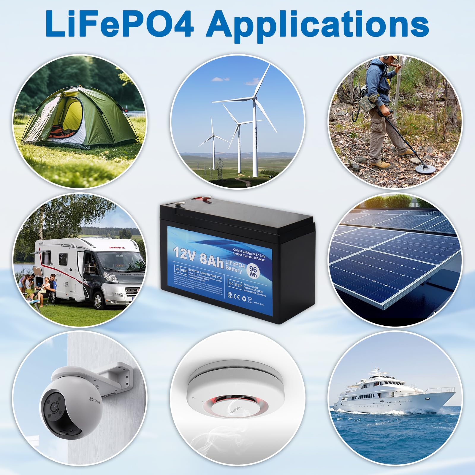 MXJFYY LiFePO4 12V 8Ah oplaadbare batterij lithium-ijzerfosfaat met BMS voor kinderauto, 4000 diepe cyclus voor zonne-energievoorraad, alarmsysteem, off-grid toepassing, camping, fishfinder MXJFYY LiFePO4 12V 8Ah oplaadbare batterij lithium-ijzerfosfaat met BMS voor kinderauto, 4000 diepe cyclus voor zonne-energievoorraad, alarmsysteem, off-grid toepassing, camping, fishfinder