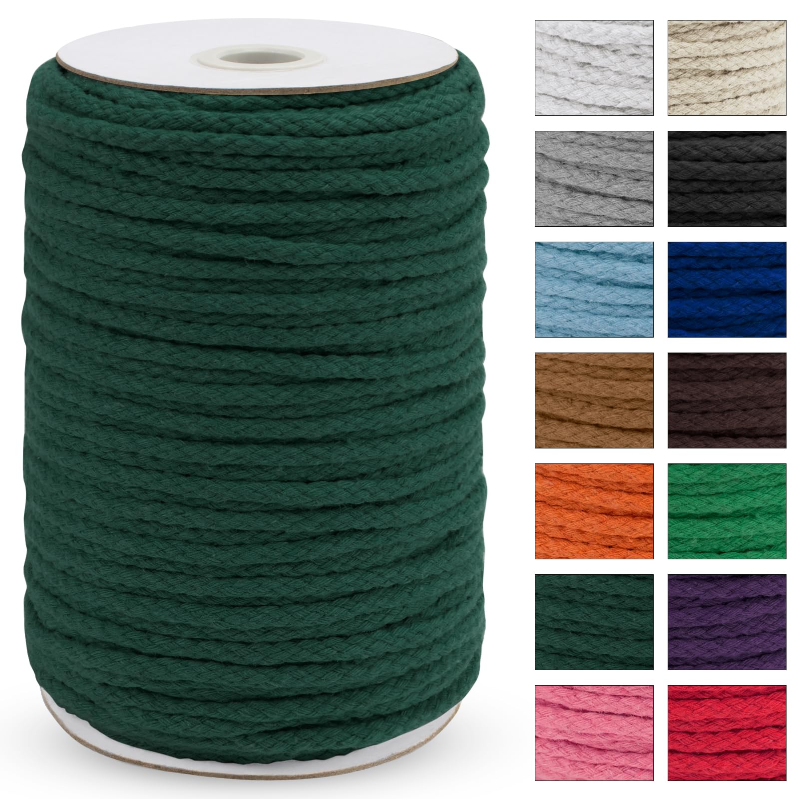 Uiopa Macrame Cord 5mm x 90m, Thick Macrame Rope 8-Strand Braided Cotton Rope