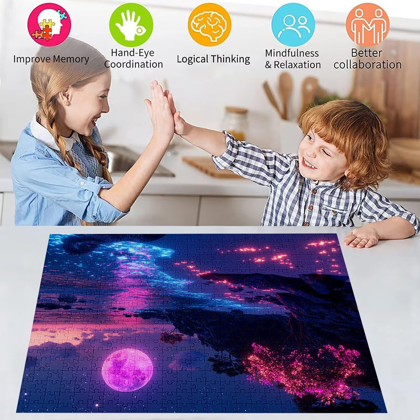Puzzle 5000 elementów plaża puzzle dla dorosłych księżyc 156 x 105 cm unikalne rzemiosło klasyczne 3D drewniana układanka do rodzinnych gier biznesowych, układanka do samodzielnego wykonania nawet do