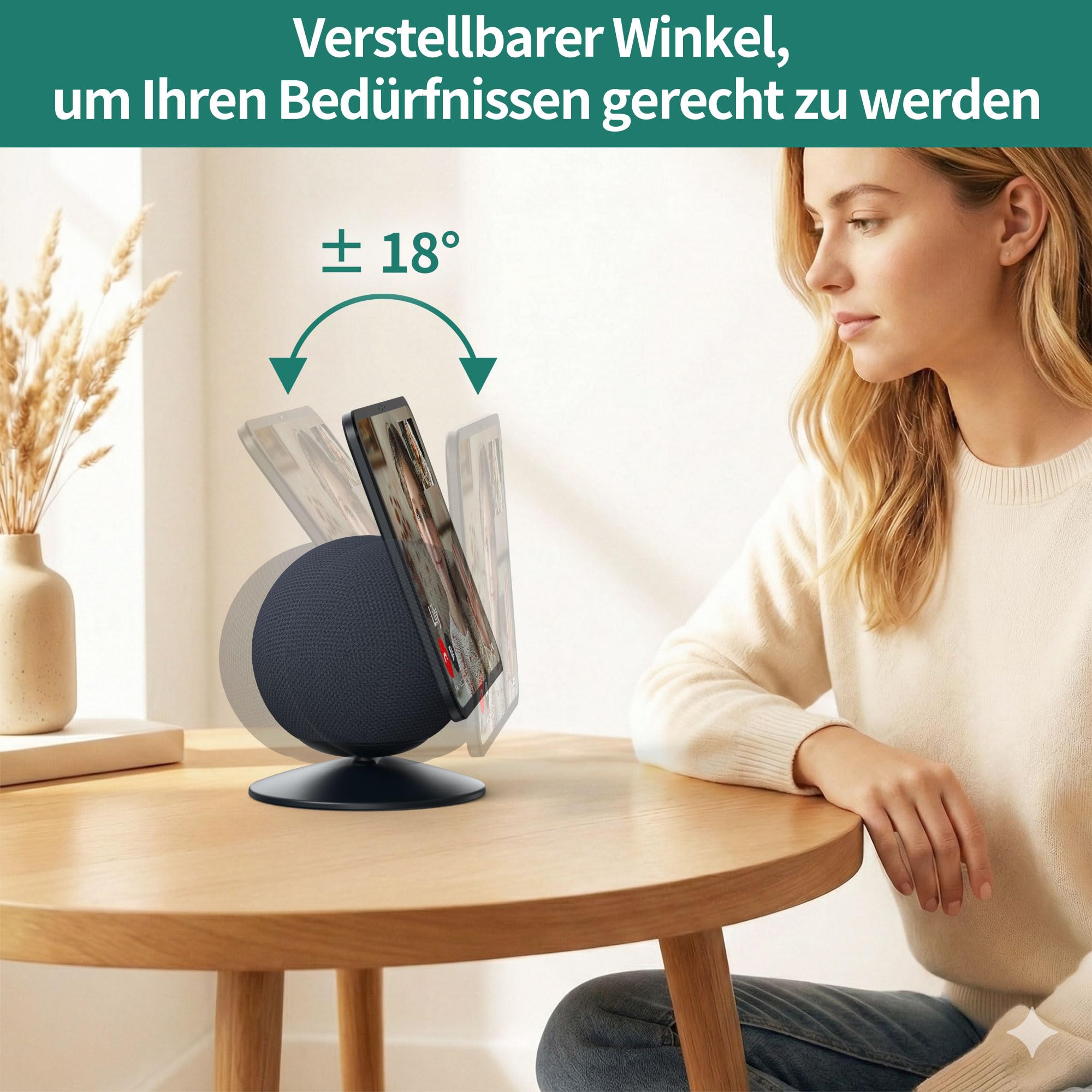 HomeMount Verstellbarer Ständer für Show 11/8 (Version 2025) – Tisch Display-Halter mit Neigung und Magnetbasis, kompatibel mit iPhone 12 für Zuhause & Büro (Graphit)
