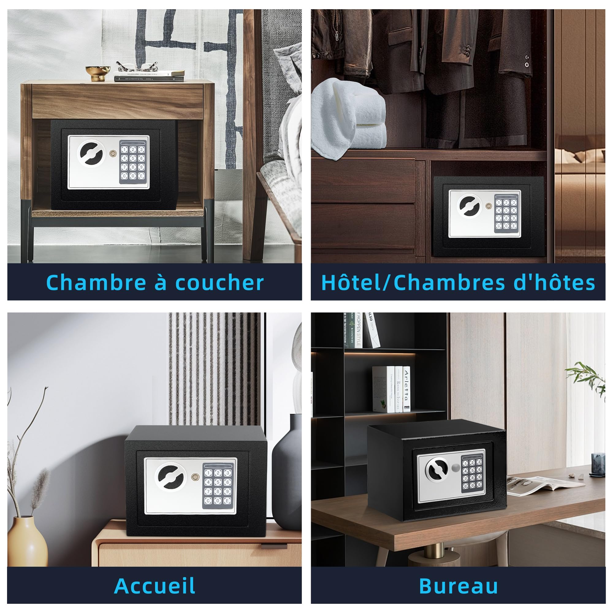 SINZUX Caja fuerte 6.6L con código electrónico, alta seguridad, compacta, empotrable antirrobo, para hogar/oficina/hotel/coche. Protege joyas, efectivo, armas y otros bienes. Incluye llave.