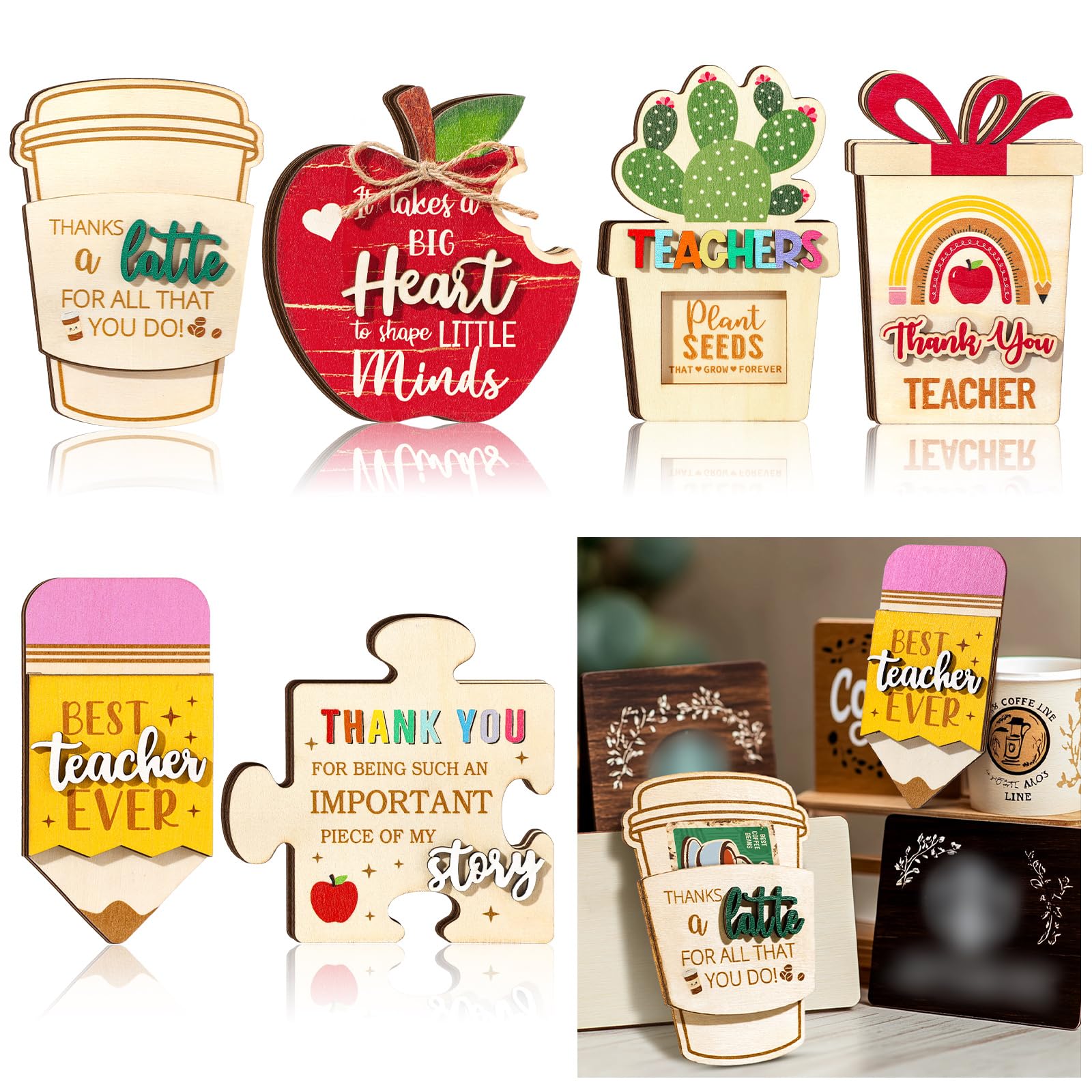 Fundas de madera CroBlissful para tarjetas de regalo de profesores paquete de 6 unidades