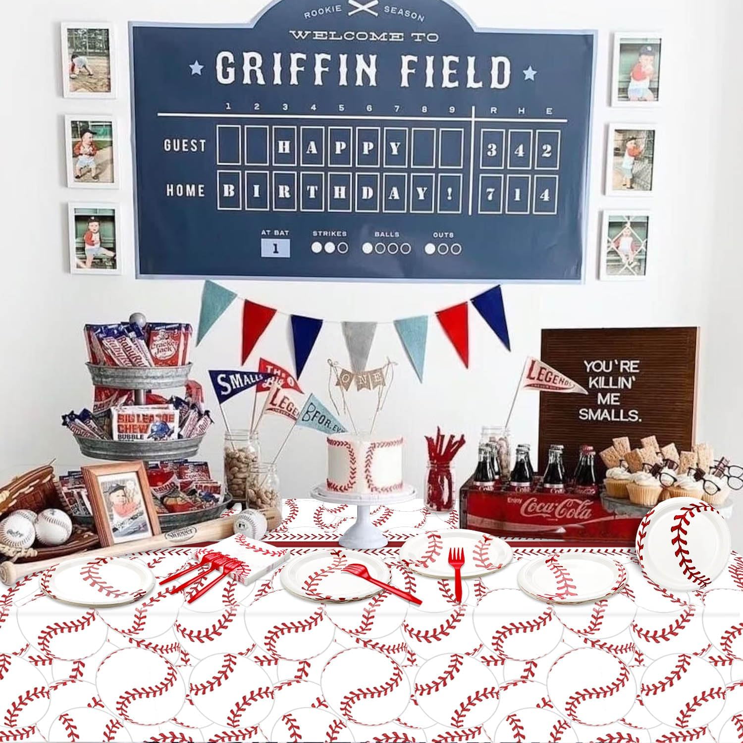 Baseball Party Decorations - 81Pcs Baseball Plates and Napkins Sets, Baseball Tablecloth for Sports Fans Kid Adult Baseball Birthday Party Supplies, Serve 20