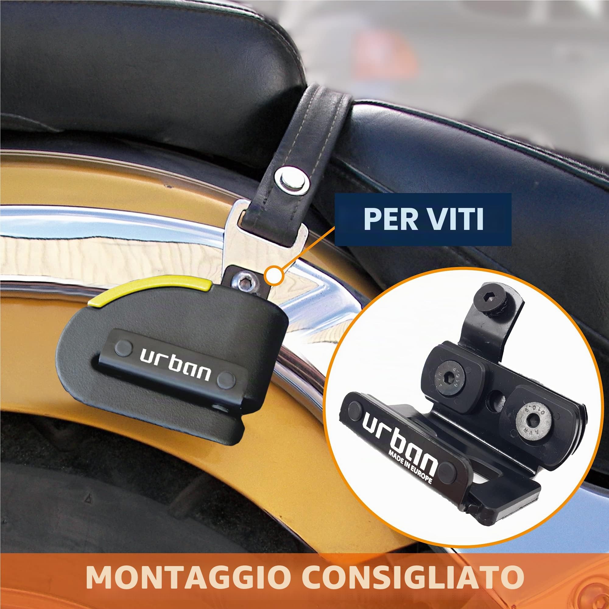 Urban UR402 Staffa Moto Antifurto Disco UR14S/UR10 per Tubi e Viti, Universale