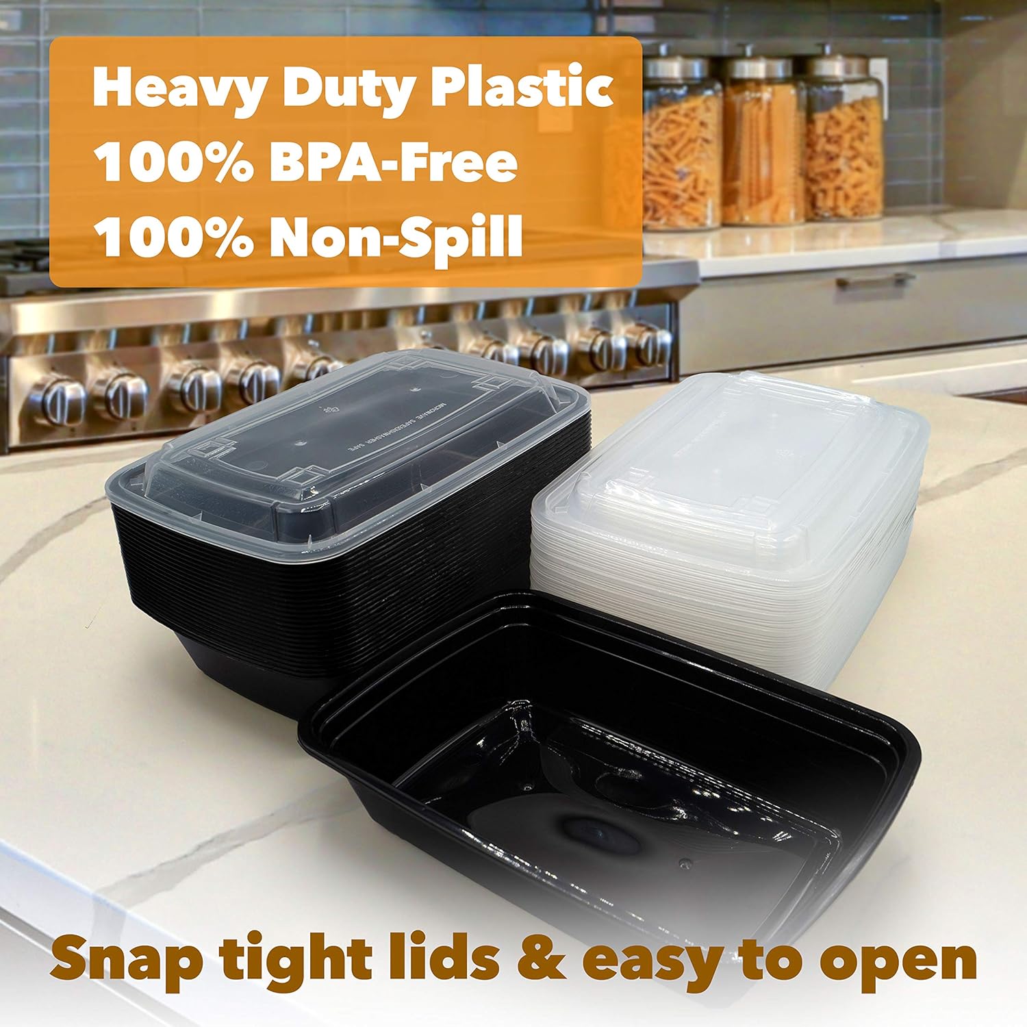 [50 Sets - 38 oz] Meal Prep Containers with Snap Tight Lids - Non-Spill Heavy Duty Food Storage Reusable Freezer Microwavable Dishwasher Safe Plastic Lunch Boxes