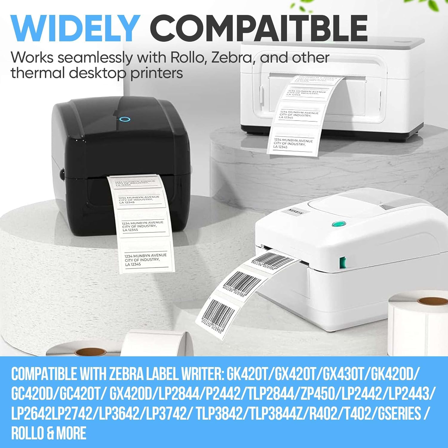 2.25" x 1.25" Direct Thermal Labels for Barcodes, Perforated UPC Barcode, Compatible with Rollo, Zebra, Munbyn, Nelko Thermal Label Printers 10 Rolls/10000 Labels - Image 5