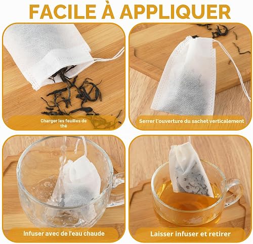 600 pezzi infusore tisane 7x9 cm, colino di carta per tè sfuso, sostenibili infusore tè filtro per tisane adatti a erbe, spezie e caffè, aromatico, neutro al gusto e ecologico. - 3