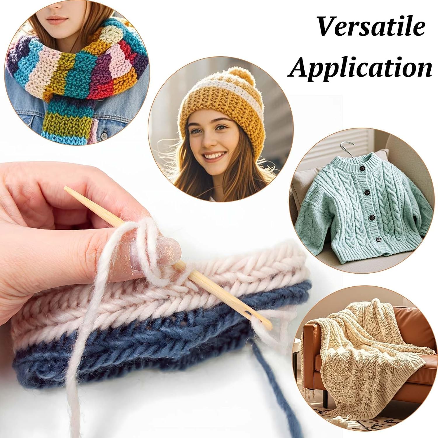 3Pcs Nalbinding Needle Hand Knitting Tools, Yarn Threading, Large Wooden Yarn Needles for Weaving, Stitching, Crochet, and Craft Work