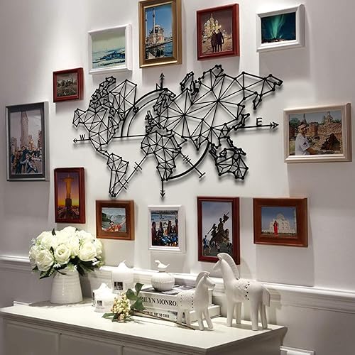 Panel de pared decorativo y colgante de mapa del mundo de metal
