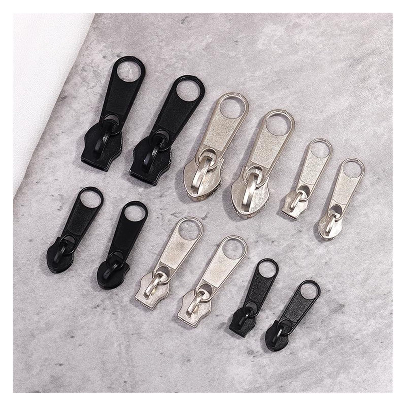 Zieh für Nylonspulen -Reißverschlüsse Metall Reißv 8-teiliges Set in 4 Größen, universelles Instant-Fix-Reißverschluss-Reparatur-Ersatz-Schieber-Reißverschluss-Set for Nähen von Kleidung, Gepäck, Fix-