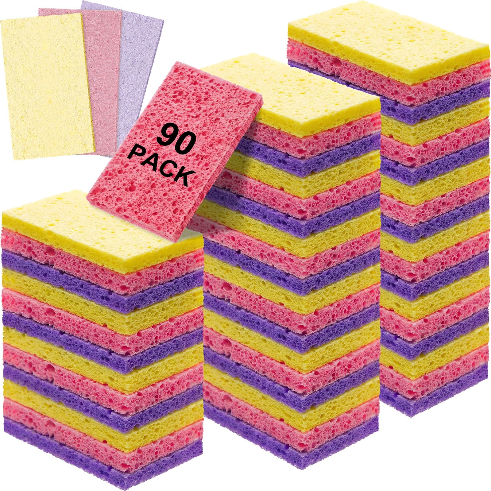 Zhengmy 90 Pcs Sponges Bulk Sponges Kitchen Compressed Sponge, Dark Color
