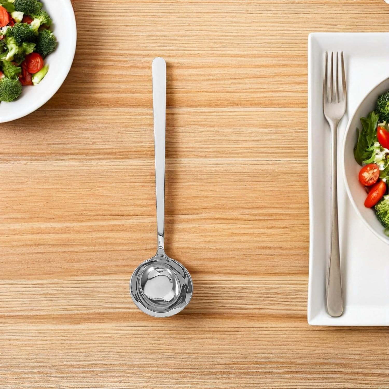 2pcs Stainless Steel Soup Ladle and Slanted Bottom