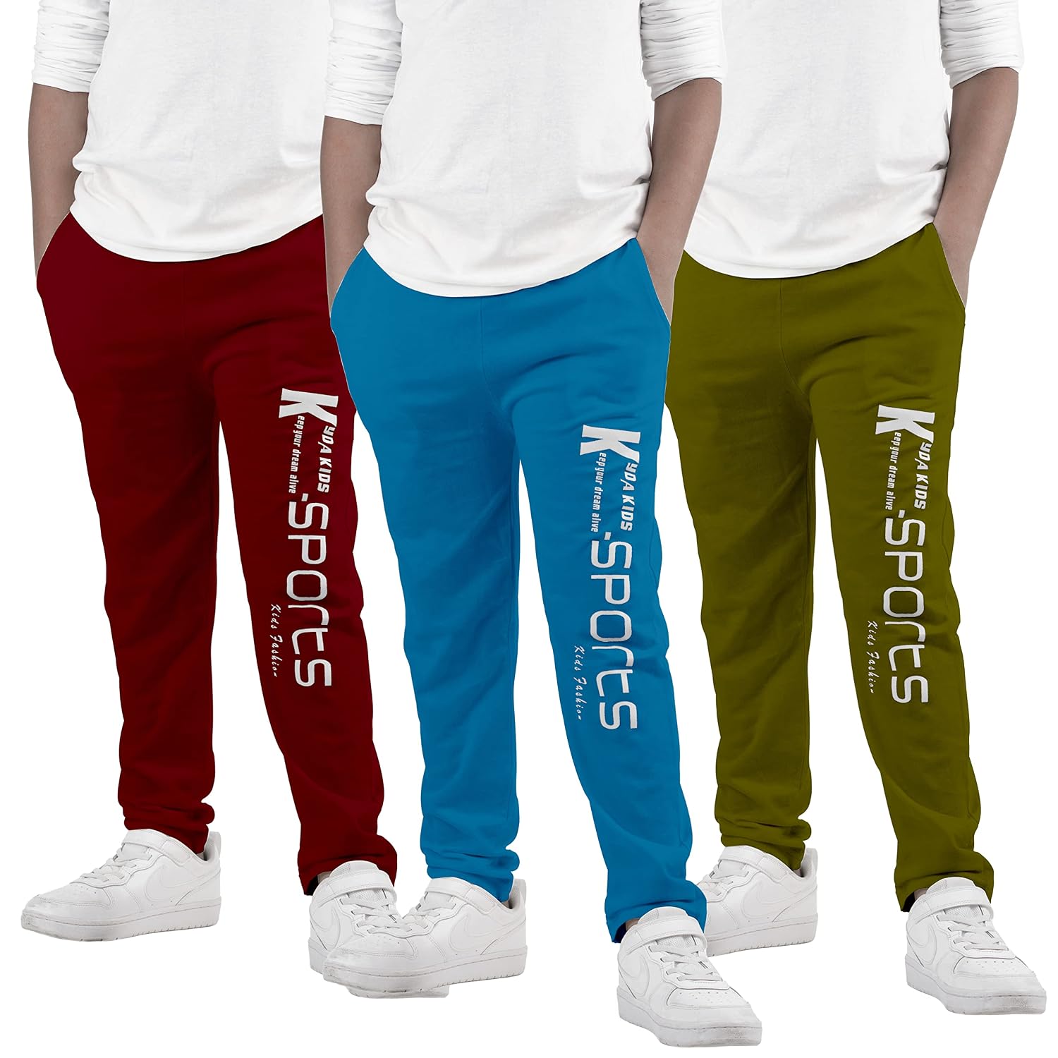 KYDA Kids Boys Mid Rise ® Regular Fit Track Pants (Pack of 3)