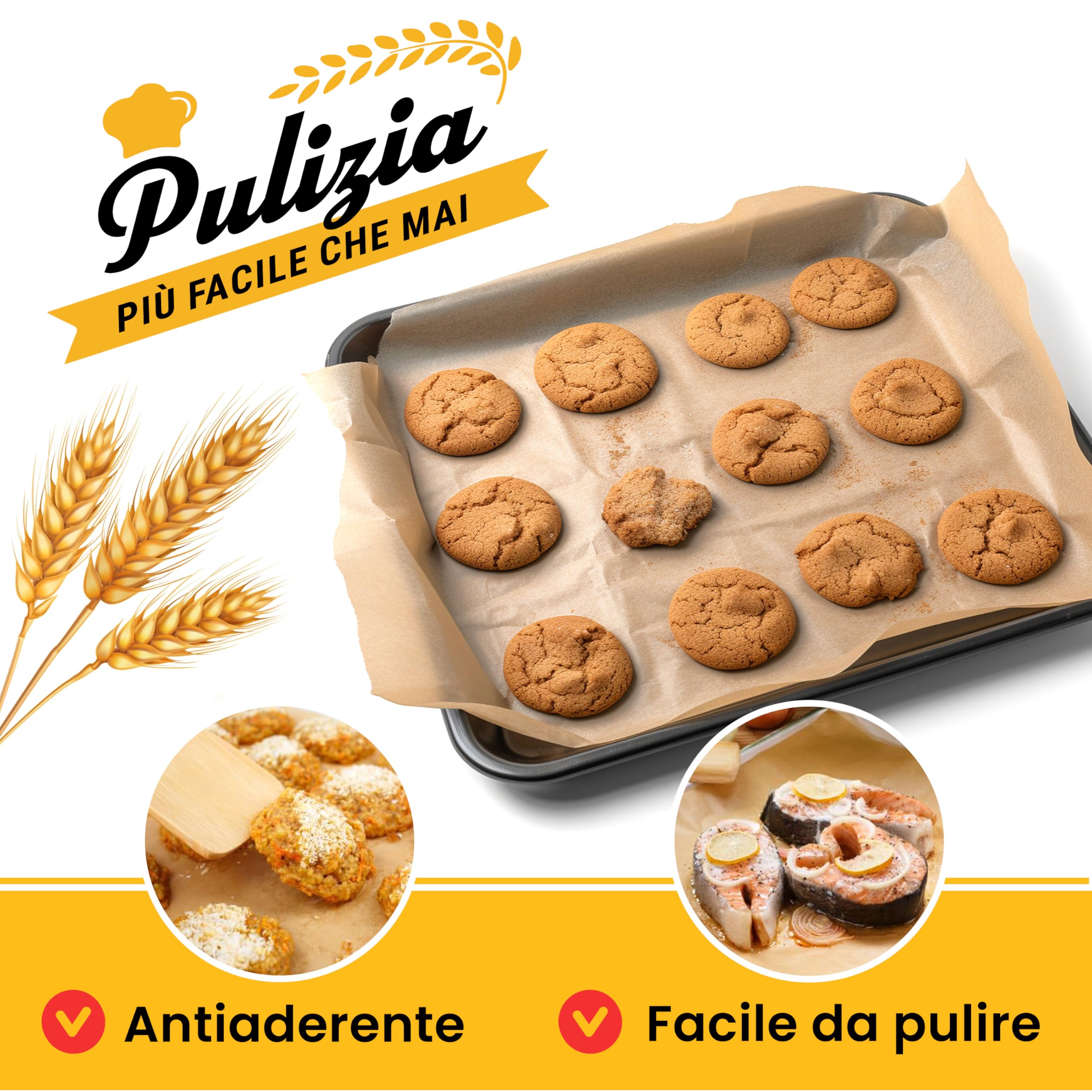 Carta Forno Rotolo Non Candeggiata per Cucinare – Carta da Forno da 38cm x 64m con Taglierina, Carta Antiaderente - Unbleached Parchment Paper - Friggitrice ad Aria da Baker's Signature
