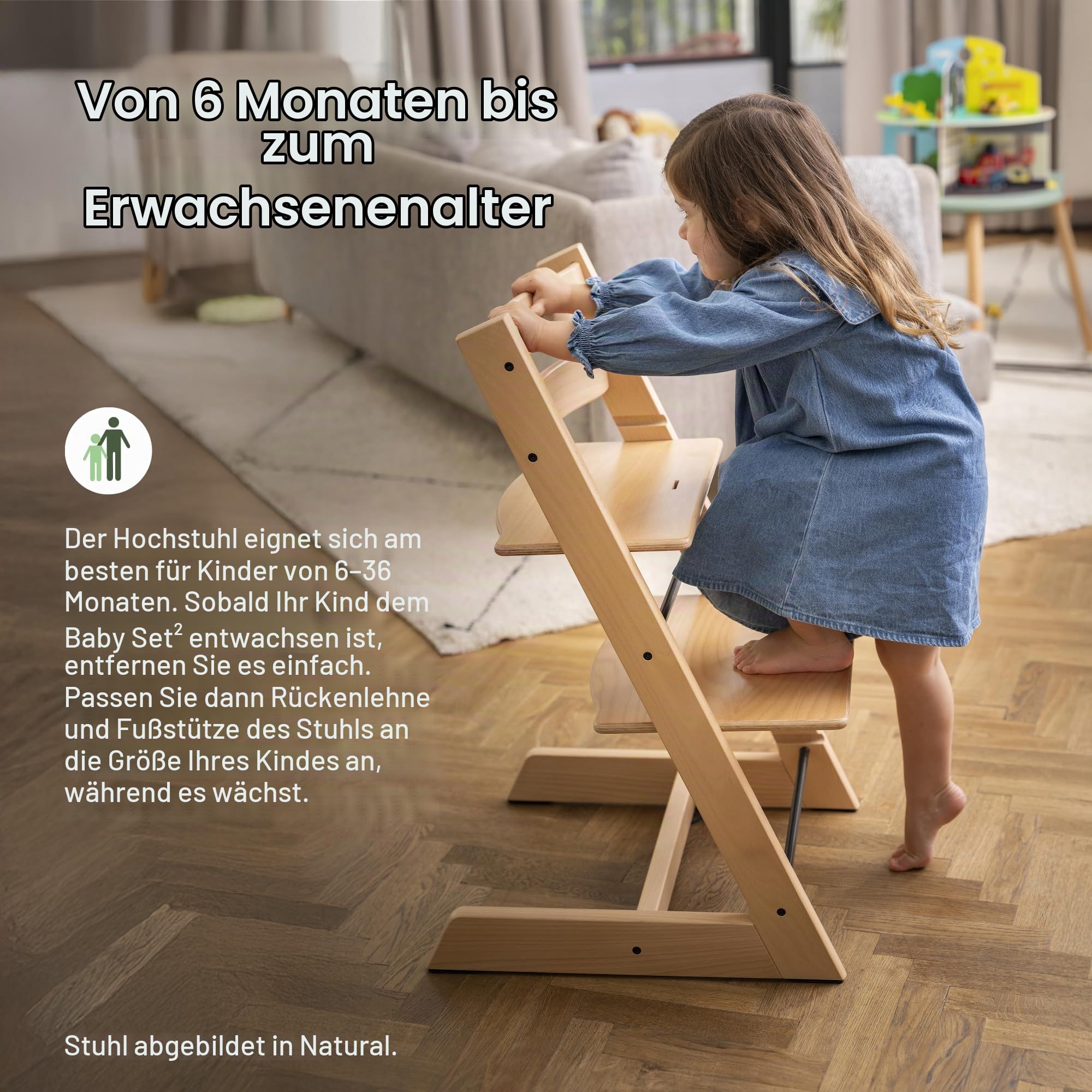 Stokke Tripp Trapp Hochstuhl (Vanilla White) mit Stokke Tray (Vanilla White) - ein verstellbares, ergonomisches und leicht zu reinigendes Babyset für Kinder im Alter von 6-36 Monaten