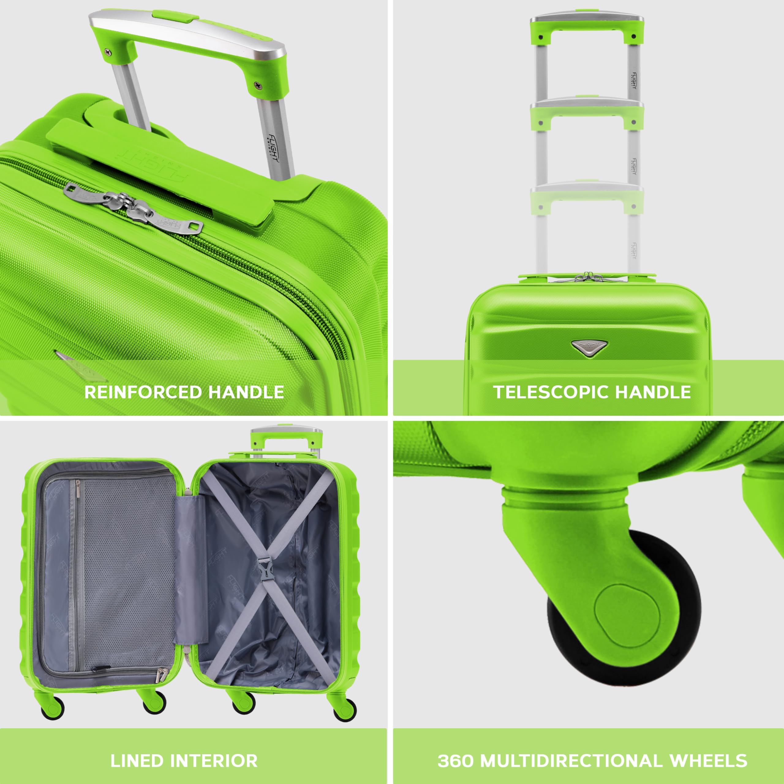 Flight Knight Cabin Suitcase 55x40x20 Ryanair Priority, EasyJet, Jet2 Lightweight Small Durable 4-Wheel Cabin Case, Carry-On for Over 60 Airlines, Hard Shell, 10kg Hand Luggage Bag (55 x 40 x 20 cm)