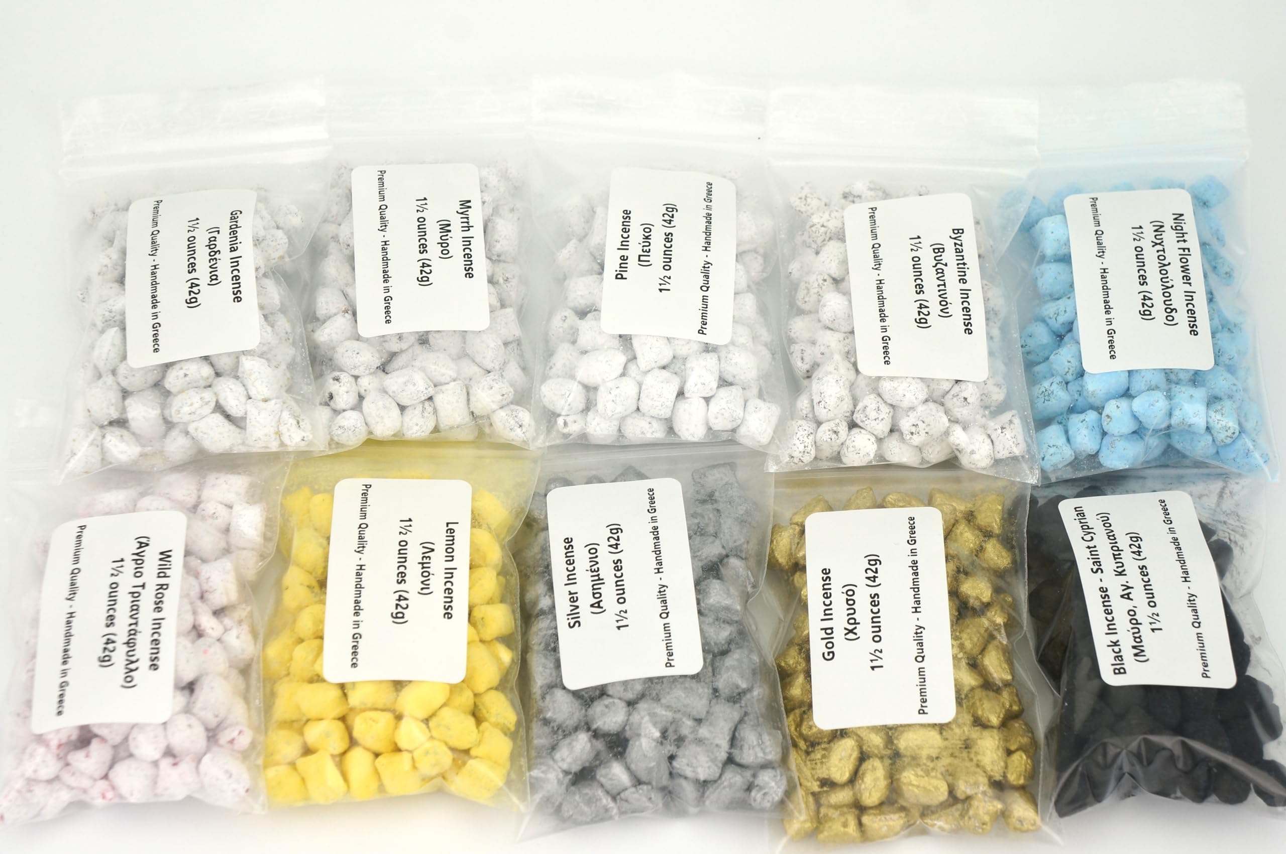 Orthodoxe Räucherstäbchen, Premium-Duft, handgefertigt von Mönchen in Griechenland, Kirche oder Zuhause, Räucherduft, 1 Beutel 42 g (Probepackung – 12 Beutel)