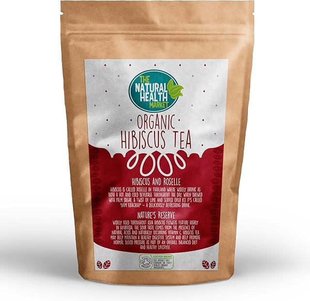 Organic Hibiscus Tea 50 Bags by The Natural health Market  Roselle Tea Bags Produce a Vivid Red Tea  100% Natural Hibiscus Flowers  Purple Hibiscus Plant