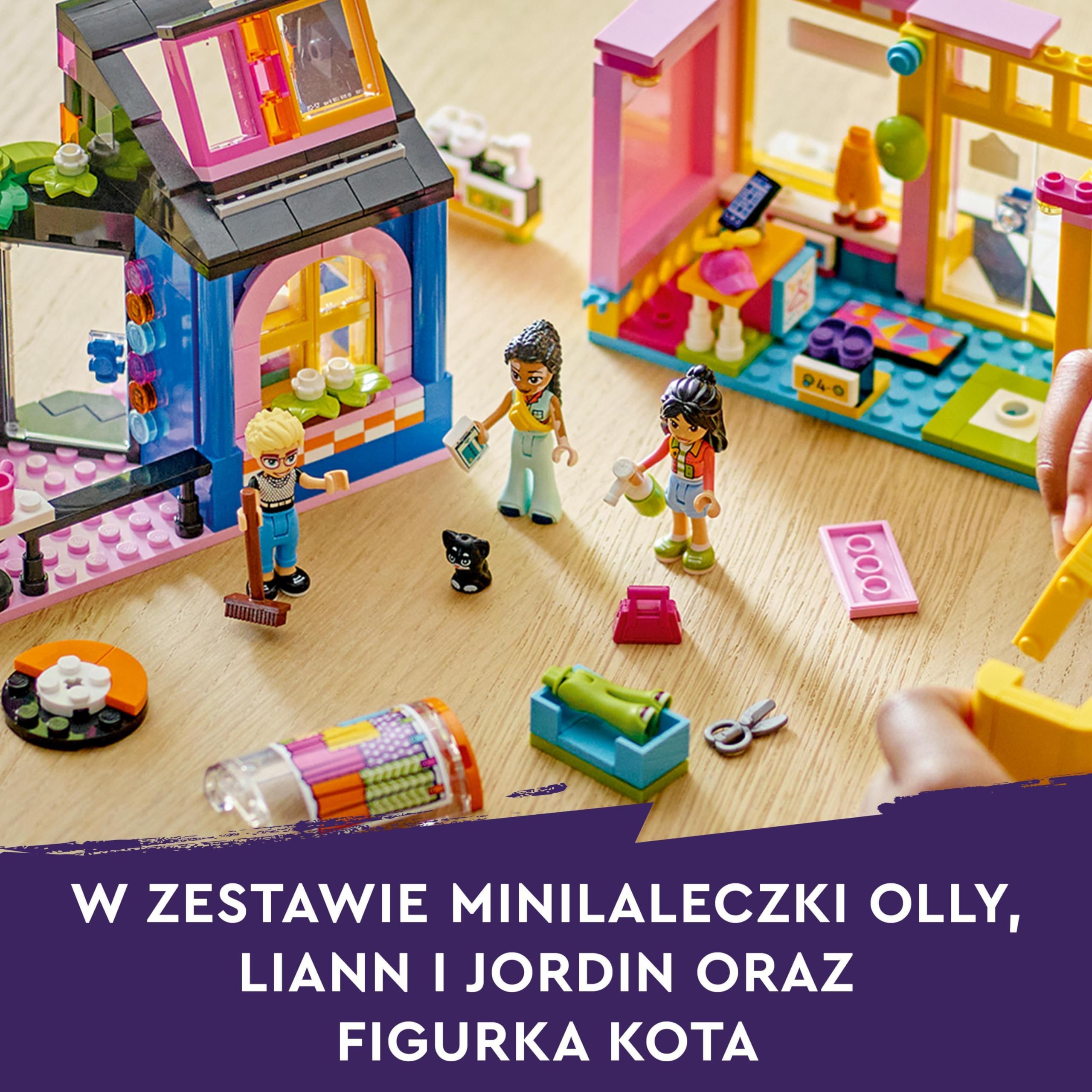 LEGO Friends Sklep z używaną odzieżą, Zabawkowy Sklep do Zbudowania z Ubraniami dla Dziewczynki i Chłopca, z Minilaleczkami i Figurką Kota, Kreatywna Zabawka dla Dziecka, Prezent dla 6-latki, 42614