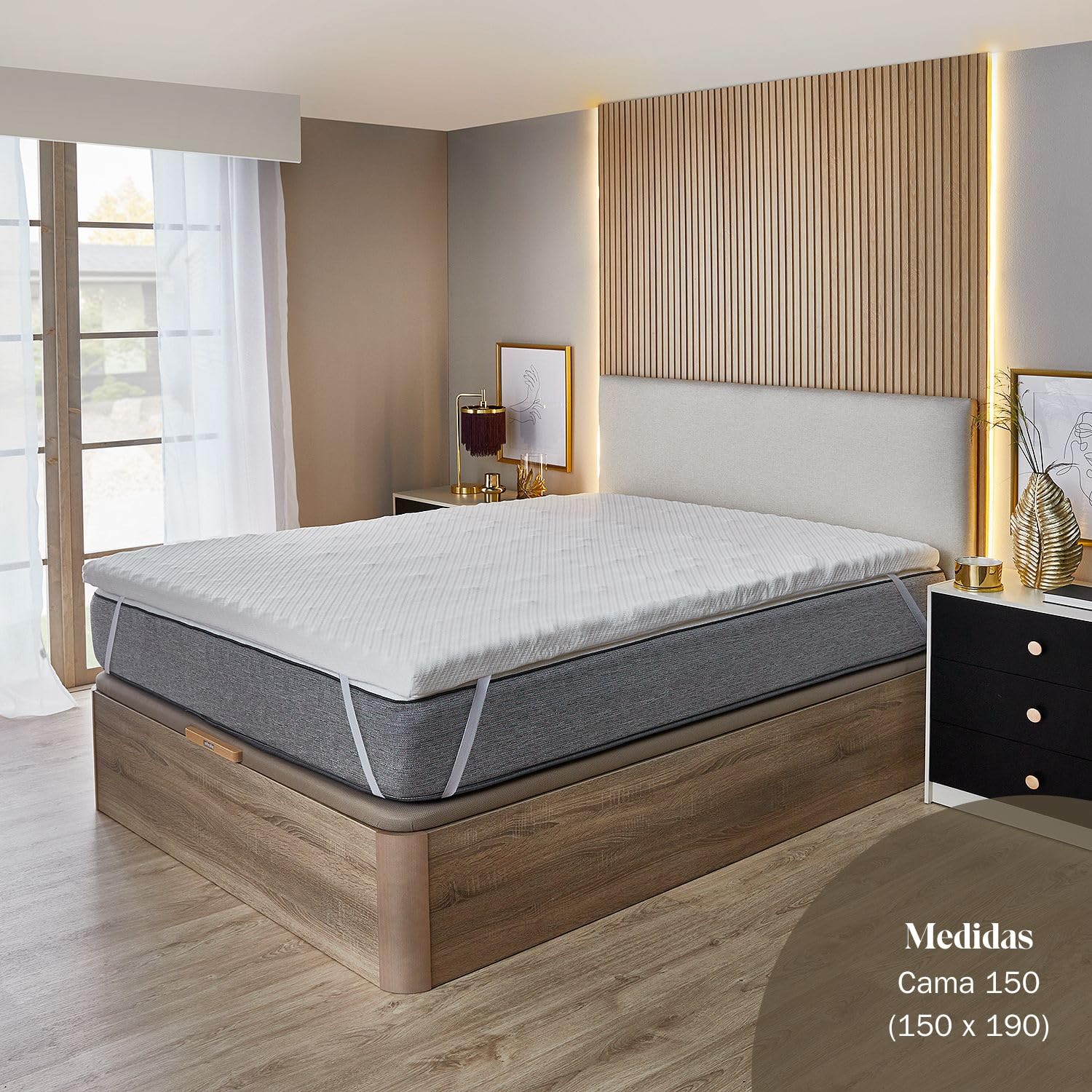 Pikolin Home - Topper Viscoelástico de Hotel - Multizonas - Sobrecolchón Colchoncillo de Grosor 7 cm, para Cama de 150, Desenfundable y Transpirable, Cubre Colchón Viscoelástico, 150 x 190 cm — view 3