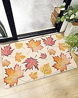 Vista 1 de Shaggy Door Mats Autumn Maple Leaf Seamless,Kitchen Floor Doormats Non Slip Bath Rugs,Thanksgiving Farm Tree Deciduous Microfiber Carpet for Entry