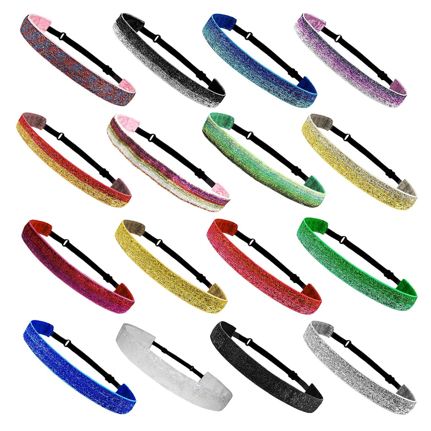Adjustable Antislip Gitters Hair Bands Sports Headbands, Sparkles Soccer Gymnastics Headband Sparkles Accessories Stretchy Accessories