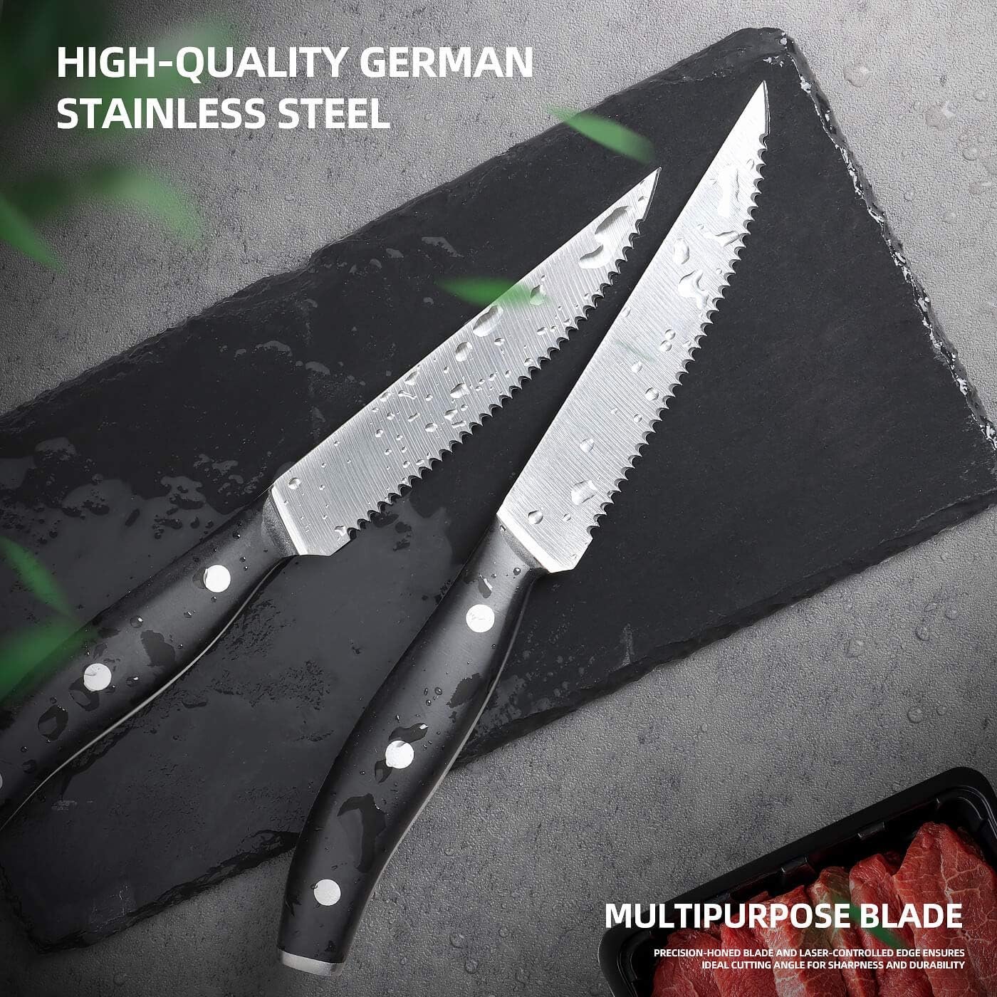 LONSDOW Steak Knives Set of 8 Serrated - Steak Knifes Set of 8 Dishwasher Safe Steak Knives: Home & Kitchen
