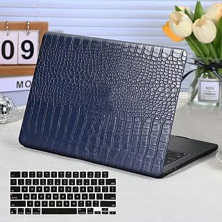 for MacBook Pro 14 inch Case M5 M4 M3 M2 2026-2021,Crocodile Leather Blue