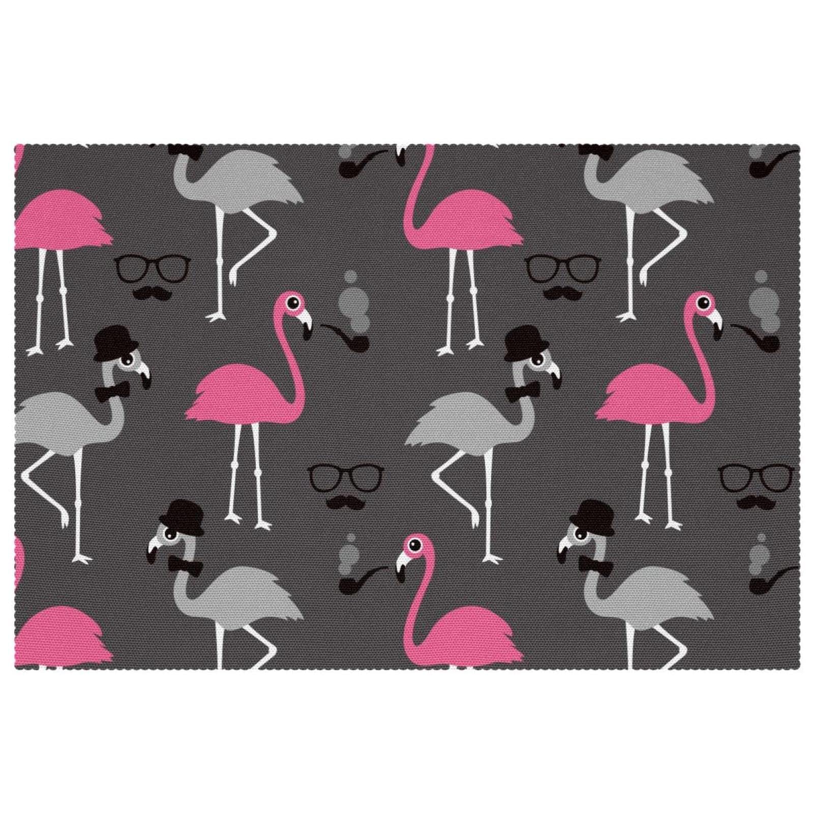 Sets de table en tissu Oxford lavables motif flamants roses lot de 4